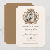 Horse Equestrian Crest Baroque Classic Wedding