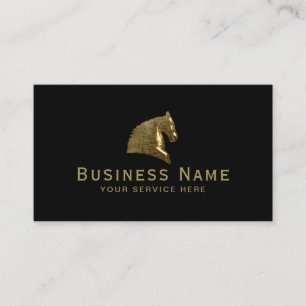 Horse Equestrian Equine Head Modern Black & Gold Business Card