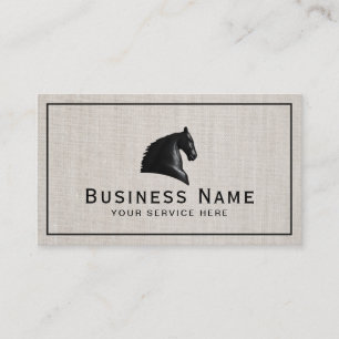 Horse Equestrian Equine Logo Elegant Linen Business Card