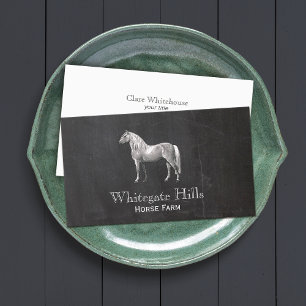 Horse Equestrian Equine Rustic Black Business Card