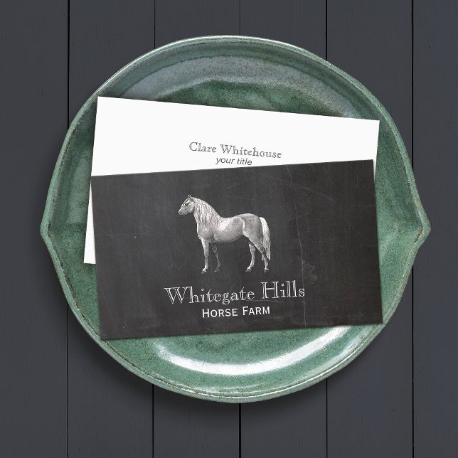 Horse Equestrian Equine Rustic Black Business Card (Creator Uploaded)