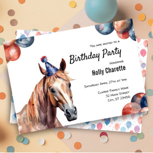 Horse Equestrian Farm Animal Birthday Party Invitation