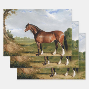Horse Equestrian Oil Painting Vintage Decoupage Wrapping Paper Sheet