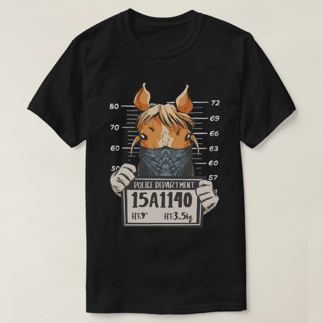 Horse Equestrian Police Mugshot Horseback Horse Ri T-Shirt (Design Front)