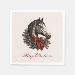 Horse Equestrian Vintage Style Christmas Napkin