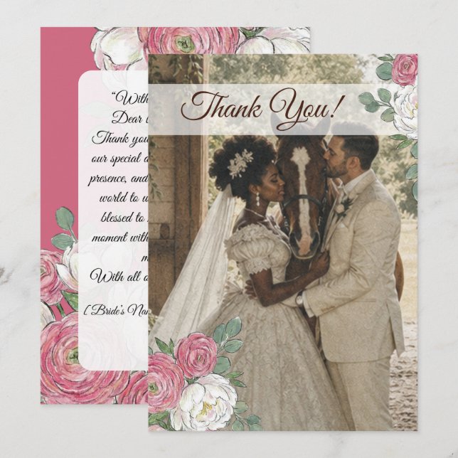 Horse Equestrian Wedding Thank You Invitation (Front/Back)