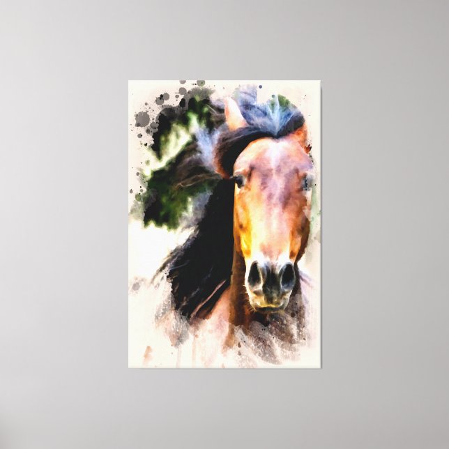 *~* Horse Equine AR22 Black Mane Wall Canvas Print (Front)