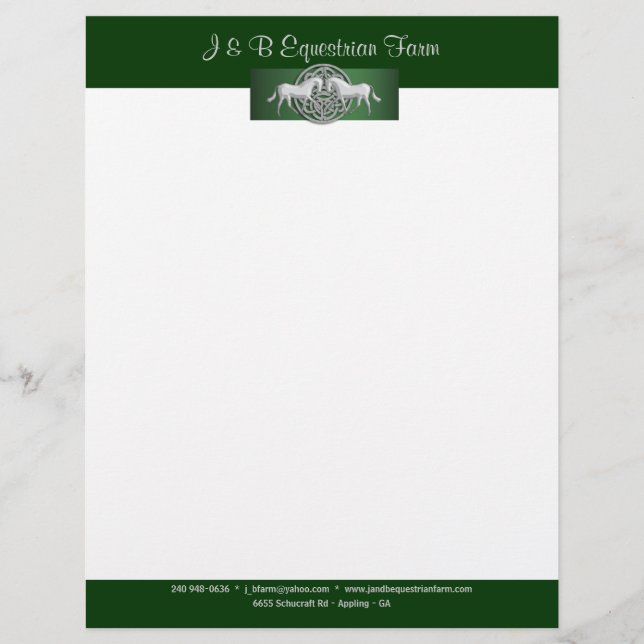 Horse equine equestrian farm Style 1 amended Personalized Letterhead (Front)