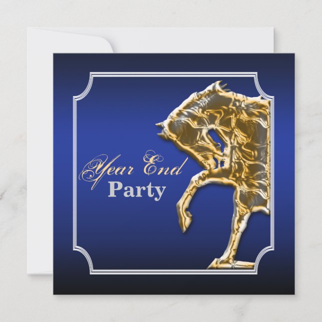 Horse equine party event show blue black invitation (Front)