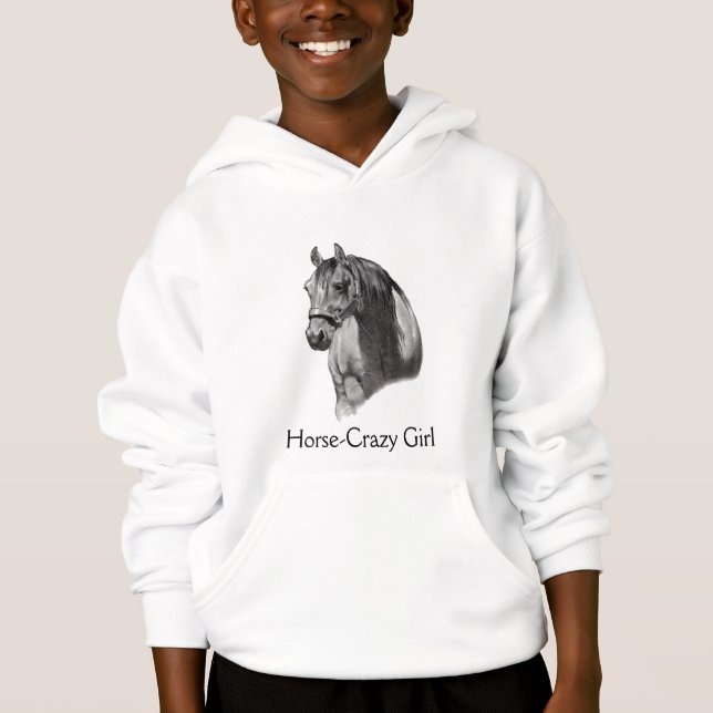 HORSE: Equine PENCIL Drawing: HORSE-CRAZY GIRL (Front)