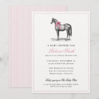 Horse Equine Pink Girl Elegant Vintage Baby Shower