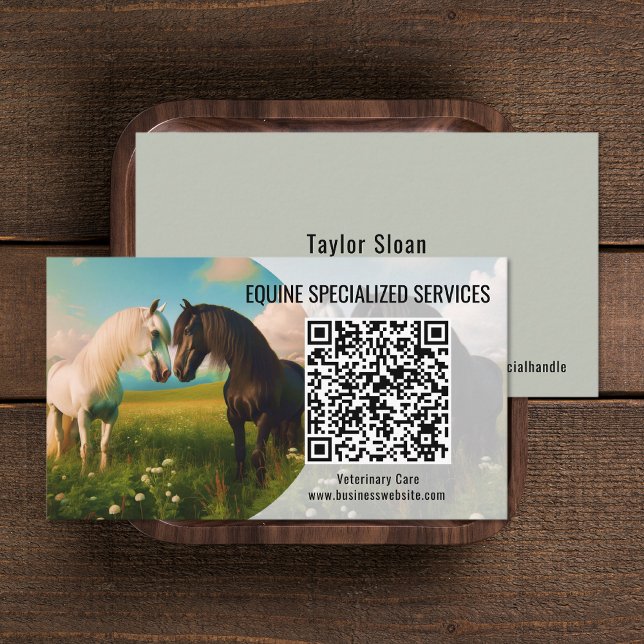 Horse Equine QR Code Business Cards (Horse Equine QR Code Business Cards (front and back))