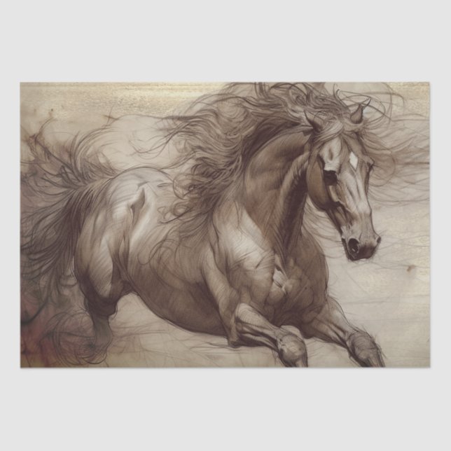 Horse Equine Sketch Tissue Paper (Front)