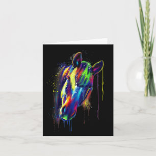 Horse Face Hand Drawn Water Colour Splash Art Colo Card