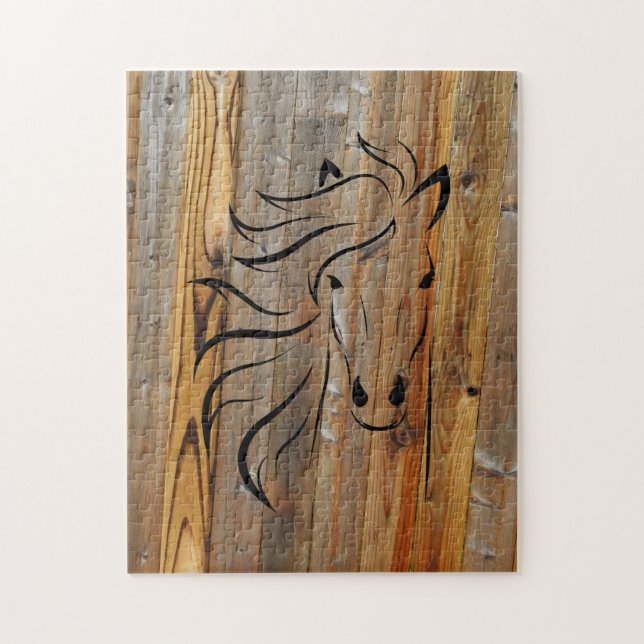 Horse Face on Wood Planks Jigsaw Puzzle (Vertical)