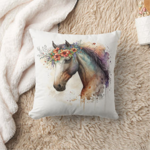 Horse face with flower wreath cushion
