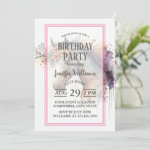 Horse face with flower wreath         invitation