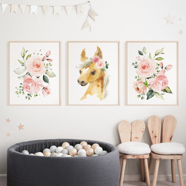 Horse, Farm Animals, Pink Flowers, Girl Nursery (Creator Uploaded)