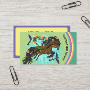 Horse Farm rainbow foal &momma horse Business Card
