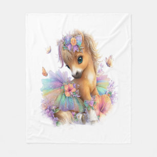 Horse Farm Rainbow Summer Fleece Blanket