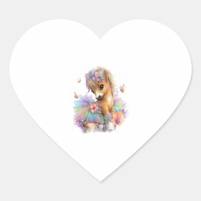 Horse Farm Rainbow Summer Heart Sticker (Front)