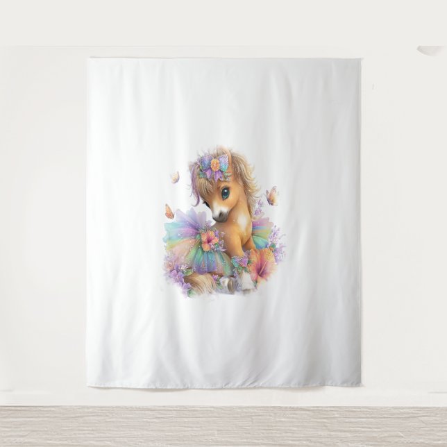 Horse Farm Rainbow Summer Tapestry (Front)