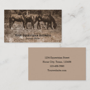 Horse Farm Vintage Country Rustic Sepia Western Business Card