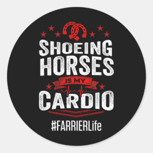 Horse Farrier Flag Work Tool Horseshoe Hoof Trimmi Classic Round Sticker