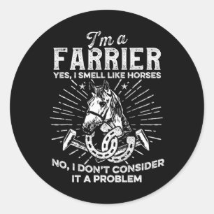 Horse Farrier Hero Horseshoe Hoof Trimming Equine Classic Round Sticker