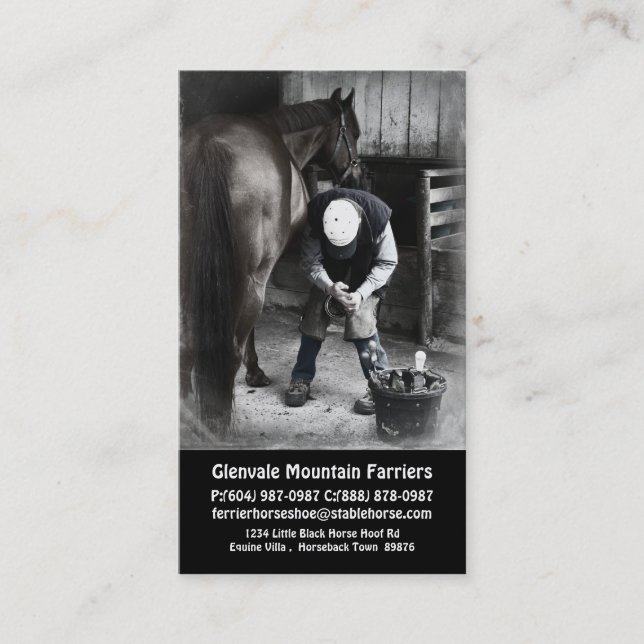 Horse Farrier Services - Hoof Trim and Shoe Business Card (Front)