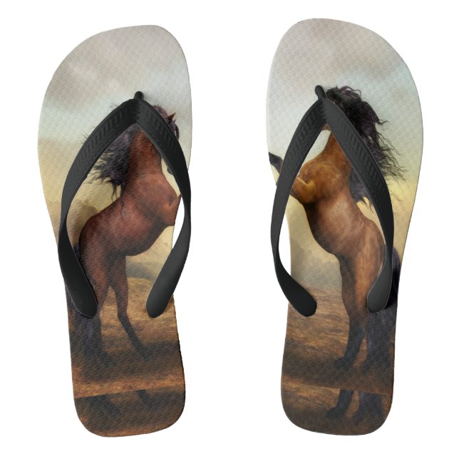 horse fights flip flops (Footbed)