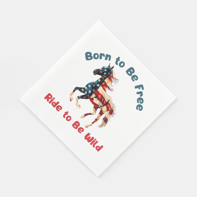 Horse  Flag America Napkin (Corner)