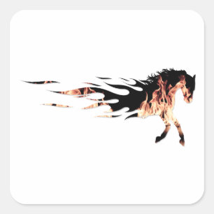 Horse Flames, Horse Logo, Horse Square Sticker