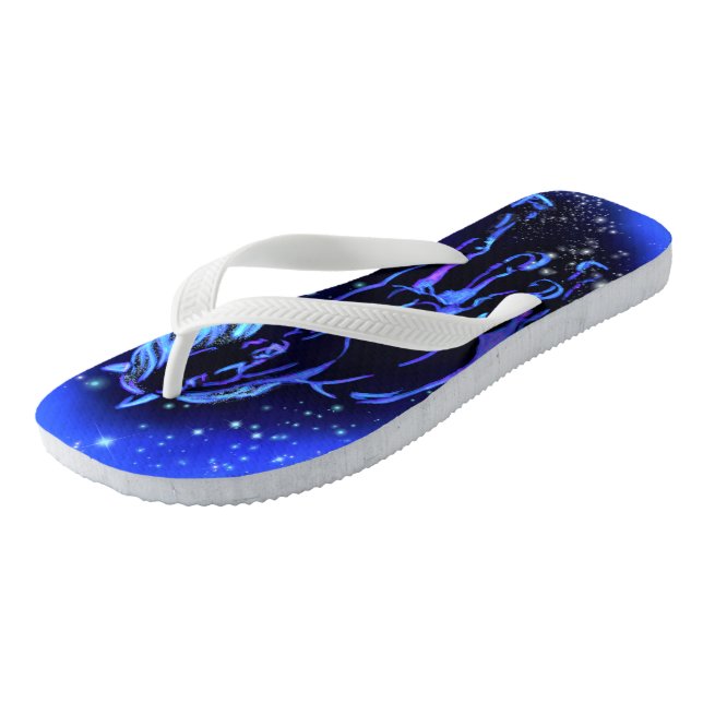 ]Horse Flip Flops Running In Blue Starry Night (Angled)