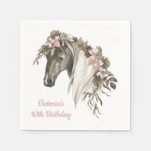 Horse floral birthday party napkins