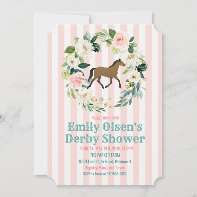 Horse Floral Derby Bridal Shower Invitation (Front)