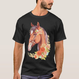 Horse Floral Riding Horse Horseback Flower Horse F T-Shirt