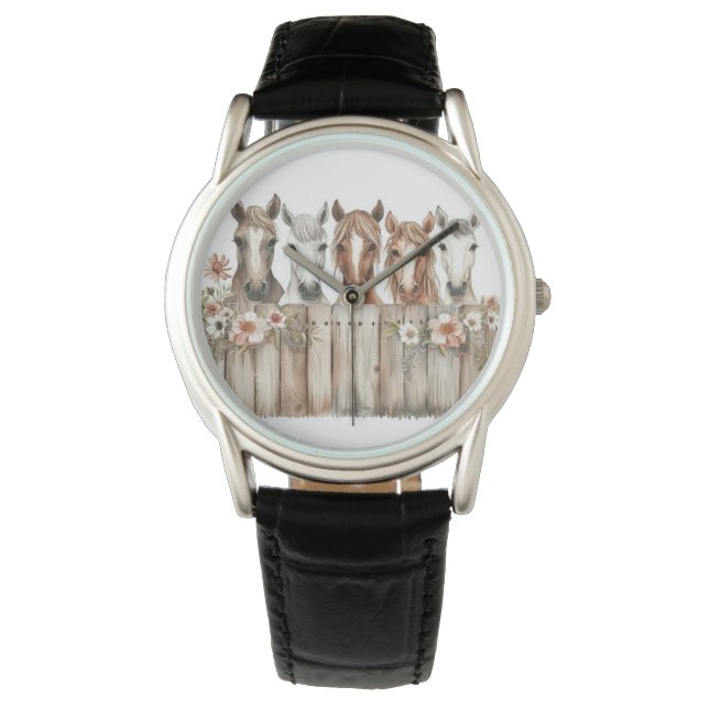 Horse Floral Watch – Whimsical Timepiece (Front)