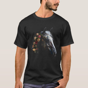 Horse Flower Artwork Animal Motif Horse T-Shirt