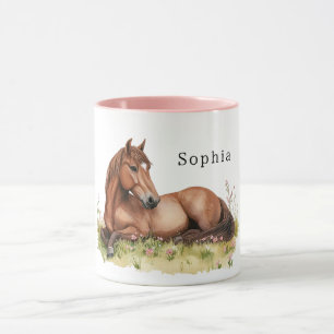 Horse Flowers in Grass Mug