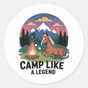 Horse Flowers Round Classic Round Sticker