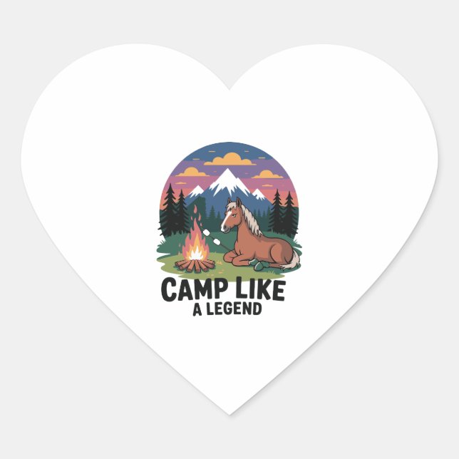 Horse Flowers Round Heart Sticker (Front)