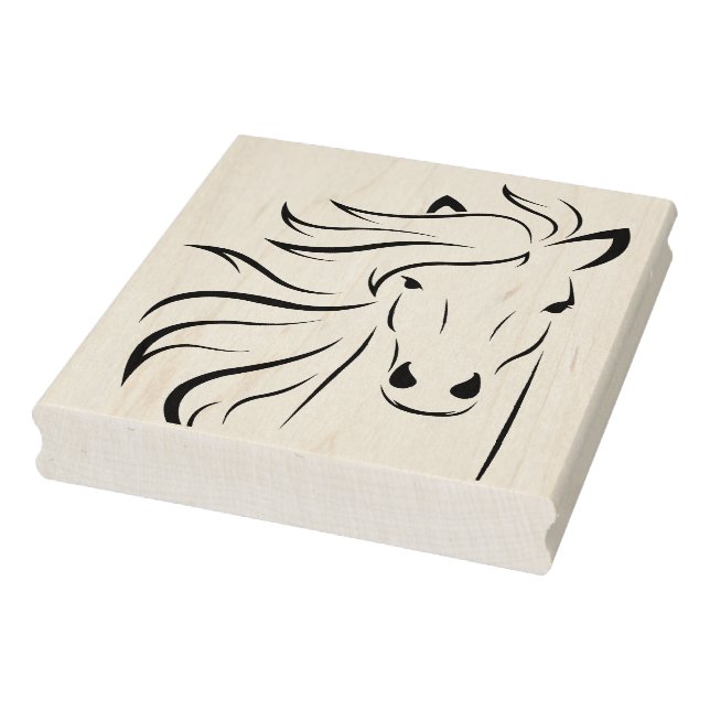 Horse Flowing Mane Etched Rubber Stamp (Stamp)