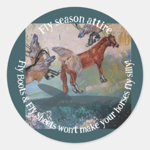 horse fly attire classic round sticker