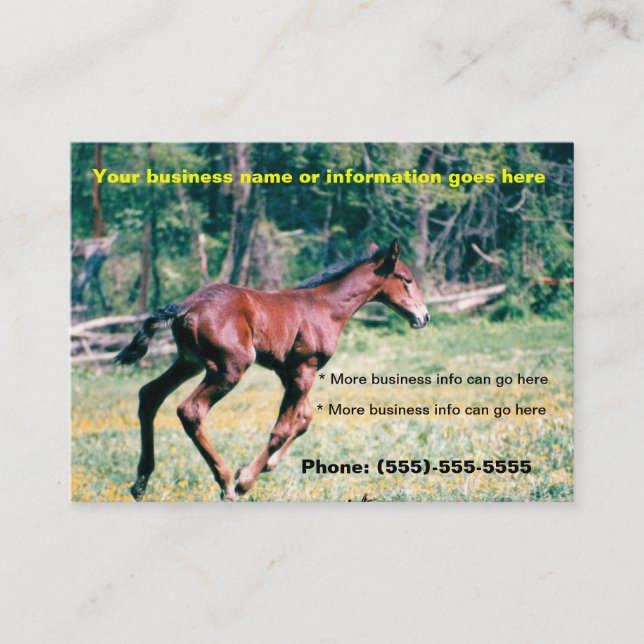 Horse Foal galloping Business Cards (Front)