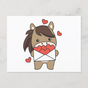  Horse For Valentine's Day Cute Animals Heart Postcard