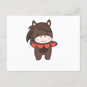 Horse For Valentine's Day Cute Animals With Hearts Postcard