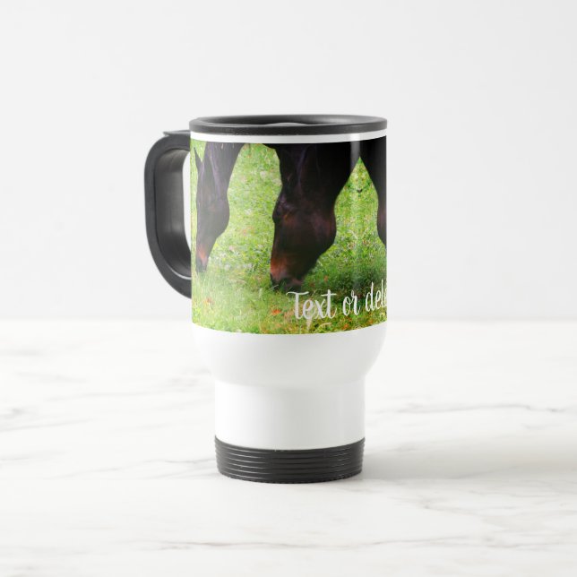 Horse Friends Grazing Personalised  Travel Mug (Front Left)