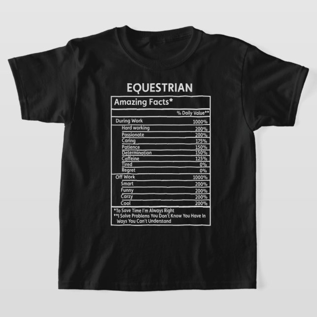 Horse Funny Equestrian Facts Daily Value Riding Ho T-Shirt (Laydown)