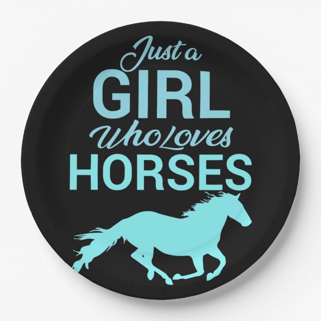 Horse Gallop A Girl Who Loves Horses   Paper Plate (Front)